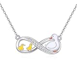 Duck Infinity Collar de plata de ley 925 con diseño de pato para madres, regalo para mujeres, hijas y amantes de los animales