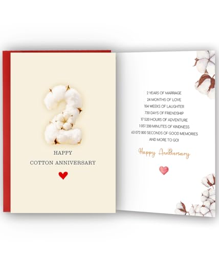Bestmelo 2 Year Anniversary Card,2nd Anniversary Card Gifts,Two Year Wedding Anniversary Day...