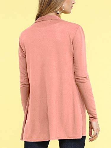Ll Wsk2294 Women's Casual Soft Drape Open Front Fall Duster Lightweight Long Sleeve Cardigan S Indian_Pink #TOP2