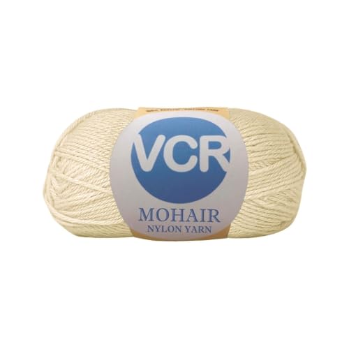 Image of VCR Mohair Nylon Mint Cream Yarn, 100 Grams Hank, 196 Meters Length, Acrylic 75%, Mohair Nylon 25%, Pack of 1 Yarn, Soft Crosia Threads, Suitable for Winter Garments.