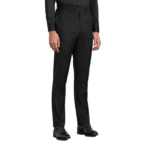 Mens Slim Fit Dress Pants Expandable Waist Flat Front No Iron Suit Pants(HS,44W×30L)