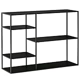 HOMCOM Standregal Bücherregal Lagerregal Aktenregal mit 5 offenen Fächern Küchenregal Metall Schwarz 120 x 35 x 87,5 cm