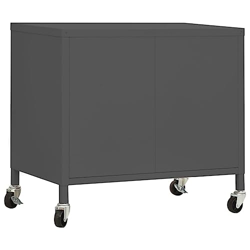 Armoire utilitaire anthracite avec étagères réglables et roulettes