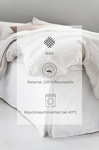 Jotex Colour Betthusse - 100% hochwertige Bio-Baumwolle Bettrock, Höhe 45 cm - Weiß, 180 x 200 cm