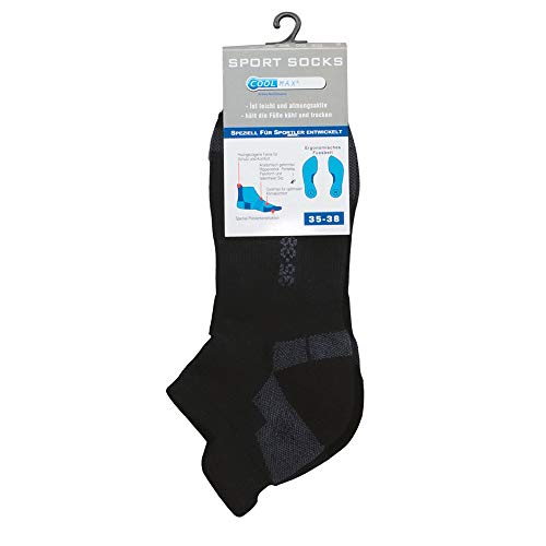HomeOfSocks Coolmax Paire de chaussettes de sport avec rembourrage Taille 35-46 - Noir - 35-38 Cover