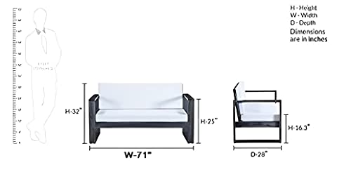 Image of DIA Chitra Furniture Solid Wood Three Seater Sofa for Living Room | Finish - Walnut Finish | Cushion - Blue |