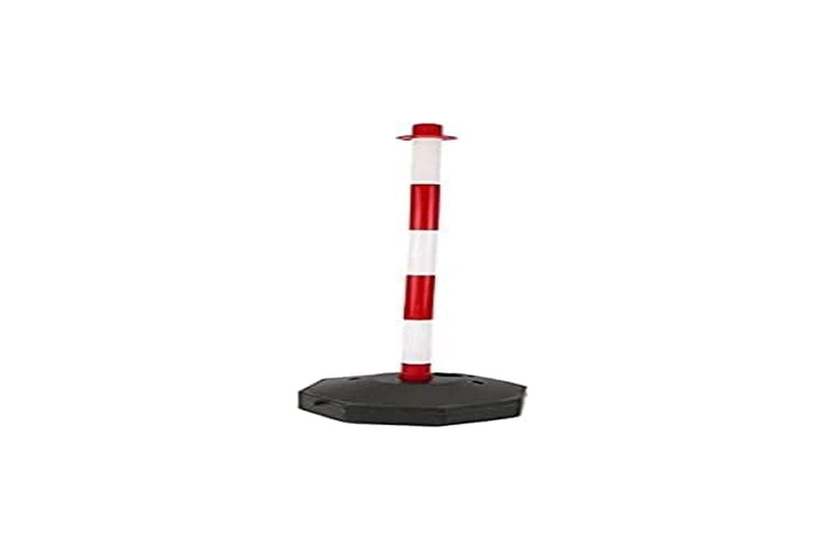 PARKING FACIL | Poteau De Signalisation Avec Chaîne | Barrière De Stationnement En Rouge Et Blanc | Base Remplissable D'Eau Et De Sable Pour Une Plus Grande Stabilité | Plastique | 82x28x28 cm | 4