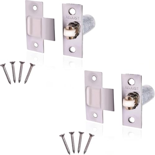 Pack of 2 Adjustable Roller Catch Spring Loaded Latch Lock for Internal Doors | Nickel Plated