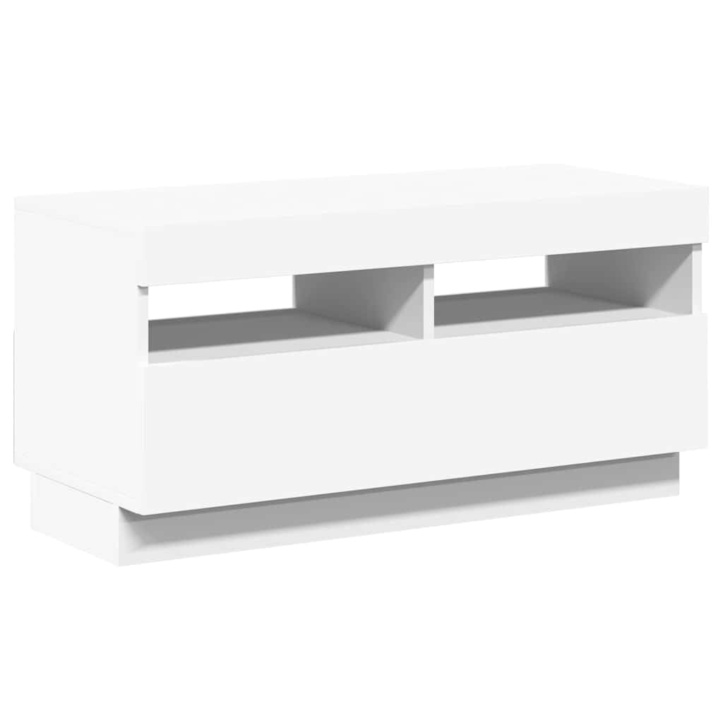 vidaXL Meuble TV avec lumières LED Blanc 80x35x40 cm