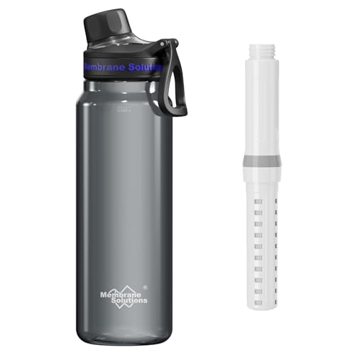 Membrane Solutions Gourde filtrante eau survie, 1L avec cartouche filtrante