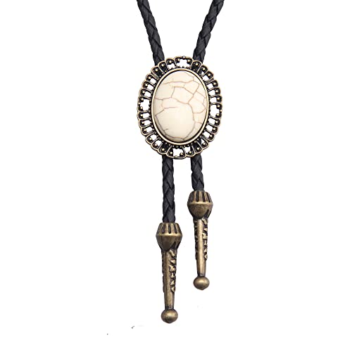 Image of GelConnie Native American Bolo Tie Rodeo Cowboy Leather Necktie Western Necklace Costume Accessories for Men,Women