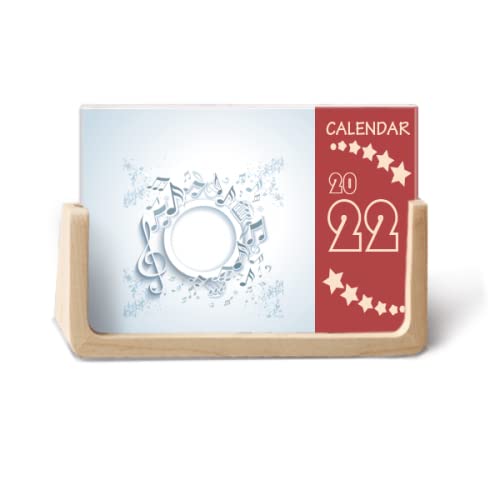 Calendrier de bureau rotatif avec notes de musique blanc pour organiser votre année
