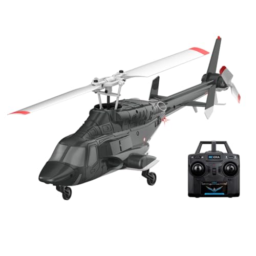 Goekhyrani RC Helicopter Model, A61 1/53 Scale Air-Wolf 2.4G 4CH Single Rotor RC Plane with Optical Flow Altitude Hold (RTF Version/Black and White)