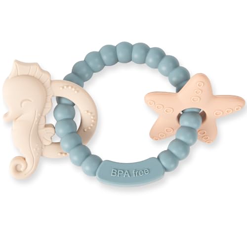 Image of Silicone Teethers for Babies 0-6 6-12 Months Baby Teething Toys Teething Ring for Infant Boys Girls
