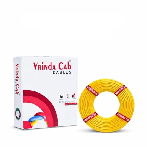 Image of VRINDA Yellow 2.5mm 90 Meter Electrical Wire | FR PVC Insulated Heavy-Duty Flexible CCA Copper Cable for Home, Office & Industrial Wiring | Superior Safety