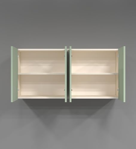 Image of SPECIALITY PANELS 4 Door Wall Cabinet with UV Profile Shutter | Wall Mounted Storage Cabinet for Kitchen Bathroom Living Room | Wooden Wall Cabinet Organizer Light Pista Finish DIY Assembly