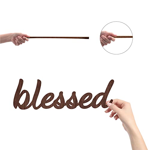 CREATCABIN Wood Sign Wall Art Blessed Letter Sign Laser Cut Words Decorative Wall Sculpture Hanging Decor Unfinished For Housewarming Door Wall Room Decoration Brown 11.9 x 3.6inch - Image 3