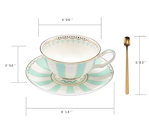 Pfedxoon Bone China Tea Cup With Saucer Spoon 3 Piece Set（7Oz） Cappuccino Cups, Coffee Cups, Tea Cup Set, British Coffee Cups, Porcelain Tea Set, Latte Cups, Mother's Day Gift #TOP1