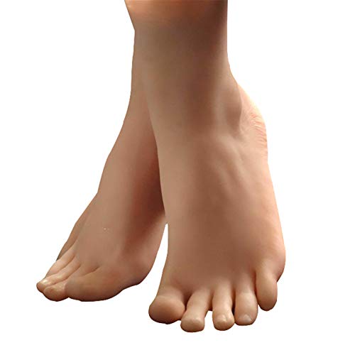 AFYH Silica Gel Foot Manikins, 1 Pair 37# Soft Realistic Silicone Female Foot Mannequin, for Display Feet Forms Sandal Shoe Sock Display Art Sketching Foot