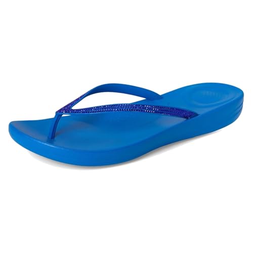 Image of FitFlop Womens iQushion Sparkle Ergonomic Flip Flops for Walking, Lightweight Waterproof Cushioned Thong Sandals for Women with Non Slip Bottom and Arch Support | Lightweight Waterproof Walking Sandals w /Cushioned Comfort & Arch Support