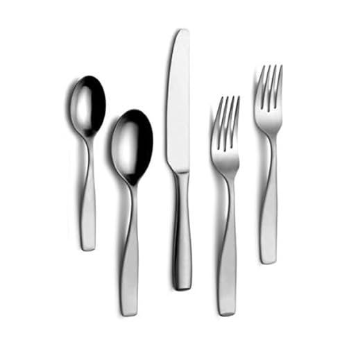Mikasa 5100242 Satin Loft 45-Piece Stainless Steel Flatware Set, with Serveware, Service for 8