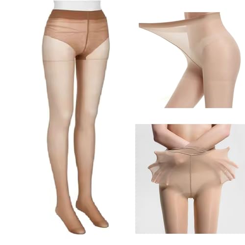 Image of Elegant Women's Transparent Beige Sheer Stockings | Soft Stretchable Nylon Pantyhose | Comfortable High-Waist Fit for Office | 1 Pc