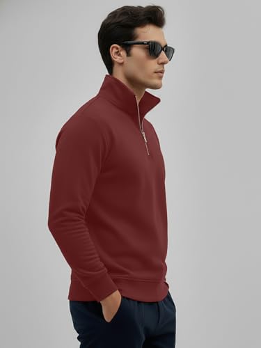 Image of LEOTUDE Men High Neck Zipper Full Sleeve Cotton Knitted Winter Sweater for Man (Color Black)