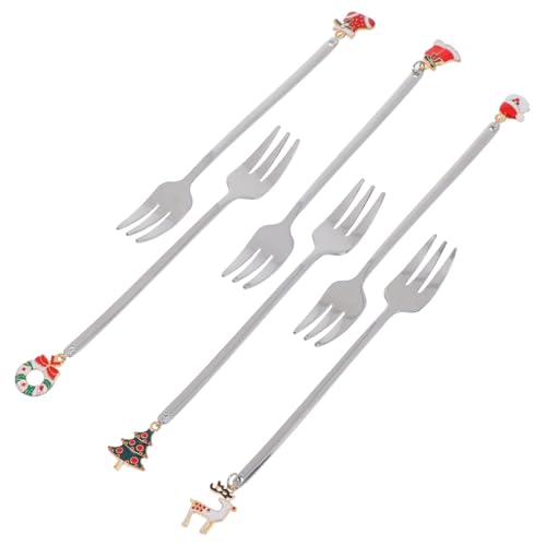 iplusmile 6 Piezas Horquilla De Agitación De Café Horquilla De Postre Tenedores Para Ensalada Pequeños Tenedor Metalico Tenedores De Fruta De Acero Inoxidable Plata Acero Inoxidable 410