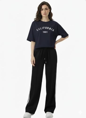 Image of EHA Women Co-ord Set for Girls | Stylish Two Piece Dress with Oversize Tshirt & High Waist Jogger|Trendy Cotton Blend Track Suit Set for Women | Casual /Travel & Lounge Wear Outfits