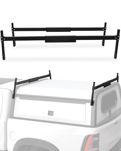 Mountainpeak Black Adjustable Truck Cap Ladder Rack Aluminum Universal Truck Topper Ladder Rack for Camper Shell Lumber Pipe