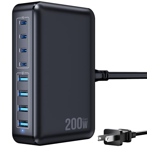 Image of 200W USB C Charger Block, 8-Port USB C Charging Station GaN III PD 65W Laptop Fast Charger Adapter for MacBook Pro /Air /Neo, DELL, iPad Pro /Air /Mini, iPhone 17 /16 /15 /14 /13 /12 /11, Samsung and More