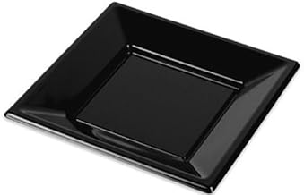 Reusable Black Plate 10 Times | Set of 30 Black Square PE Plates | Cold Washable | Plate Size 23X23 cm | Table Art