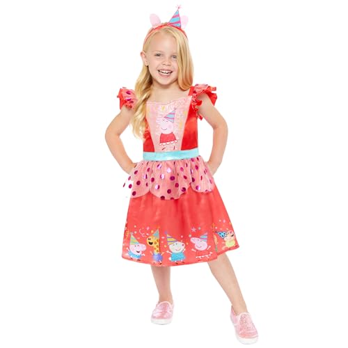 amscan 9919041 - Disfraz de niña oficial con licencia de Peppa Pig para fiesta, vestido de fiesta y diadema para niños, 2-3 años