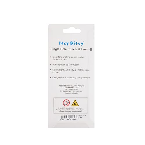 Image of Itsy Bitsy Single Hole Punch 6.4mm Blister Pack for Paper Cardstock Leather EVA Foam Thin Plastic Sheets DIY Craft Projects Office School Portable Easy Use