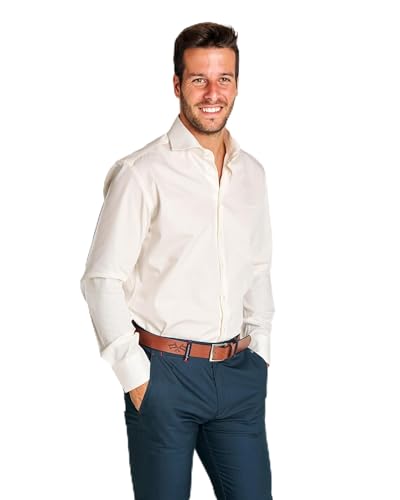 SPAGNOLO Camisa Espiga Corte Smart Blanco para Hombre