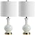 JONATHAN Y JYL4033A-SET2 Set of 2 Table Lamps Cox 22" Glass/Metal LED Table Lamp Contemporary Bedside Desk Nightstand Lamp for Bedroom Living Room Office College Bookcase, White/Brass Gold