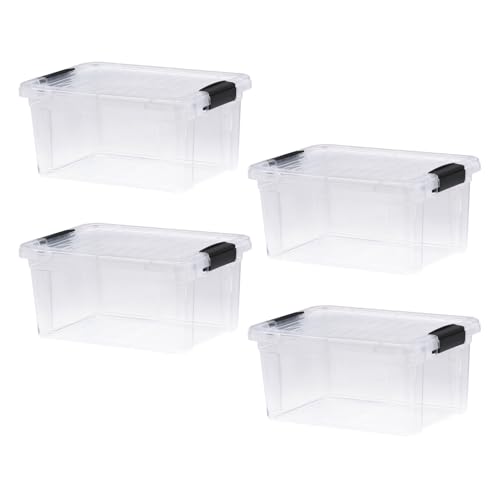 Image of Superio 6.6 Quart Clear Plastic Storage Boxes with Lids, Stackable Organizer Containers, BPA-Free Storage Bins for Home, Office, School & Dorm, 4 Pack