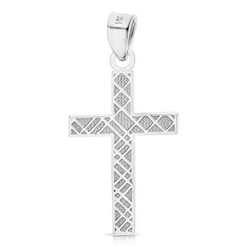 Ioka 14K White Gold Cross Religious Charm Pendant With 0.8Mm Box Chain Necklace - 24" #TOP3