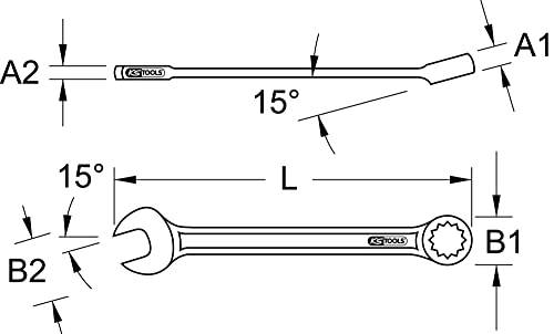 Clé plate 36 mm pour serrage difficile angle fourche 15° KS TOOLS 922.0036