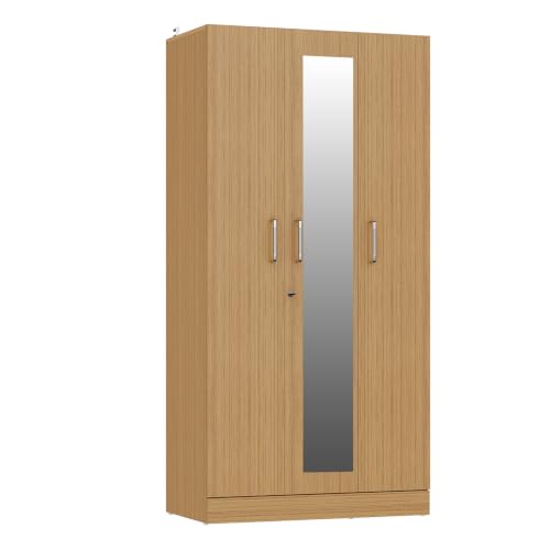 Image of Wakefit Wardrobe for Bedroom | 1 Yr Warranty | Cupboard for Bedroom, Almirah, Wooden Wardrobe, Multi-Shelves Storage with Mirror, Density:680-750 kg /m, Free Installation from Brand (Twill - UT)