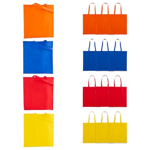 Fun Express Large Reusable Bright Tote Bags - Apparel Accessories - Totes - Plain Totes - 12 Pieces