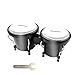Soulmate Bongo Drums 4â€ and 5â€ Set for Kids Beginners Adults Transparent Percussion Bongos Drum with Tuning Wrench,Natural Finish(Black Bongos)
