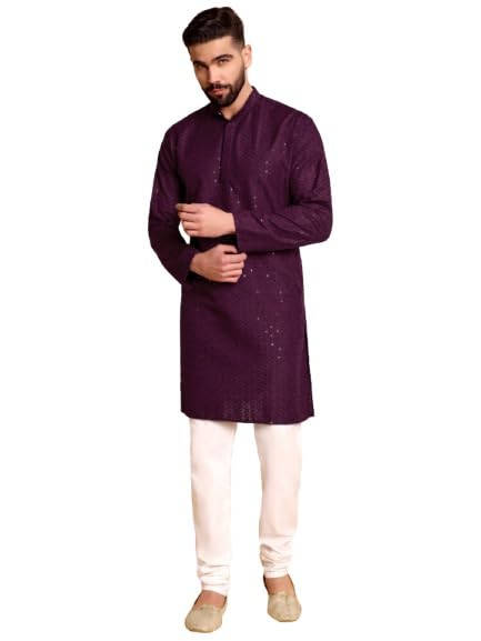 trueoath Men Chikan Embroidery Straight Kurta-picture-47