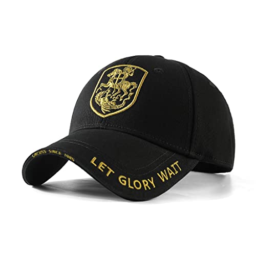 Casquette de baseball vintage en coton vieilli - Unisexe - Réglable - Style discret, B0325 - Noir - Or, One Size-L Cover