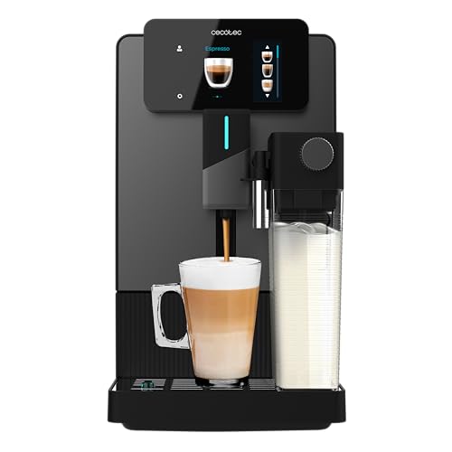 Cecotec Cafetière Superautomatique Cremmaet Latte Touch. 19Bars, Thermoblock, 12 Boissons, 4 Profils, Eau 1,1L et 400ml Lait, Écran TFT, Moulin Conique, Nettoyage...