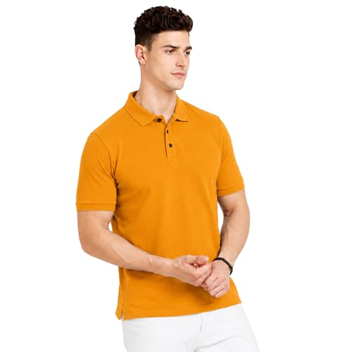 Image of Men's Plain Polo T-Shirt | Cotton Blend Regular Fit Casual Collar T-Shirt