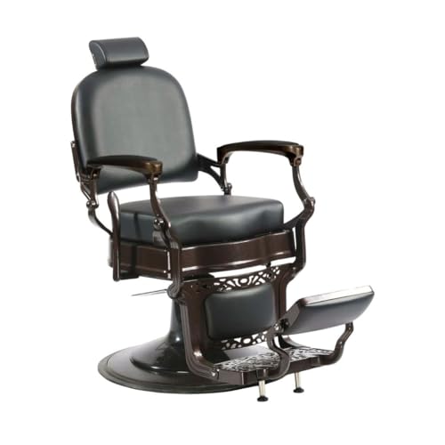 Malys Equipements – Sillón profesional Clark Black – Estilo Chic y Vintage, piel sintética, bomba hidráulica, mango de control, reposapiés reclinable, ancho 65 cm, negro