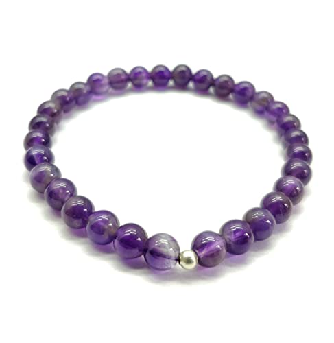 Bracelet améthyste perles rondes 6mm bracelet élastique de guérison et protection