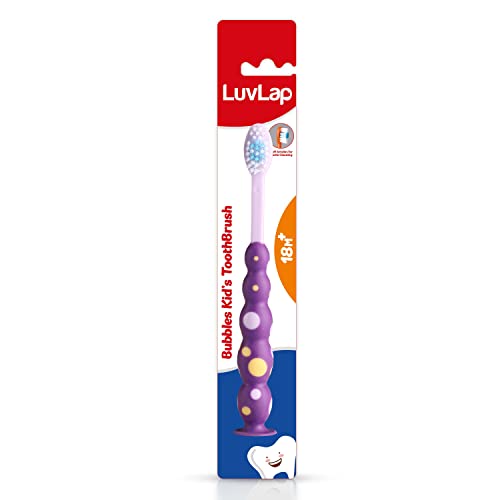 Image of LuvLap Bubbles Kids Manual Toothbrush with Soft Bristles, BPA Free, Suction Cup, 33 tuft bristles,Multicolor Boys & Girls Toddler Toothbrush, 18M+