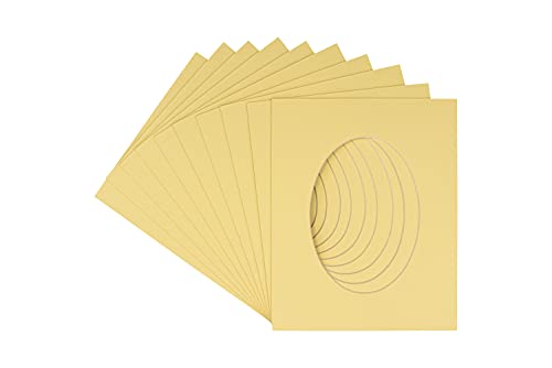 CountryArtHouse Soft Yellow Acid Free 10x13 Oval Picture Frame Mat with White Core Bevel Cut for 8x10 Pictures - Fits 10x13 Frame - Pack of 25 Matboards